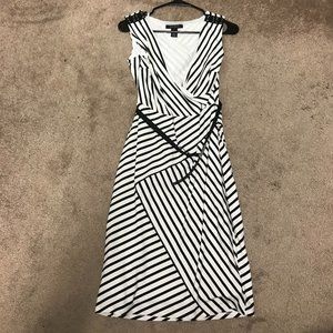 WHBM Sleeveless Stripe Surplice Sheath Dress